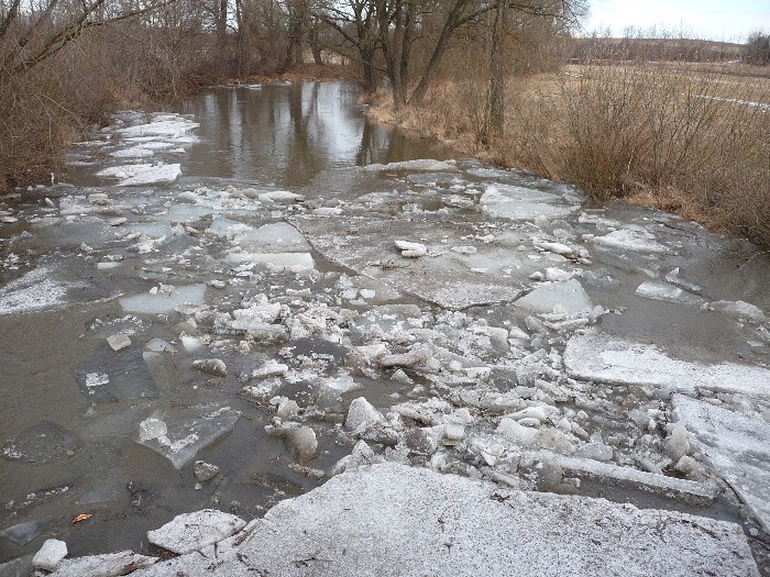 Zamrzlá řeka - ledové kry 25.2.2012